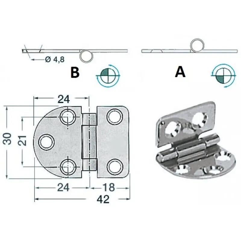 Di Tendenza Cerniera 2 mm inox