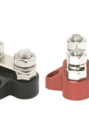 Solo Oggi Terminale di Derivazione 2 Perni M8 (80A) – Base Isolata (Nero / Rosso)