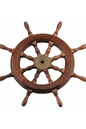 Ruota Timone Classica in Mogano e Ottone Lucido – Mozzo Conico Standard Soddisfatti O Rimborsati