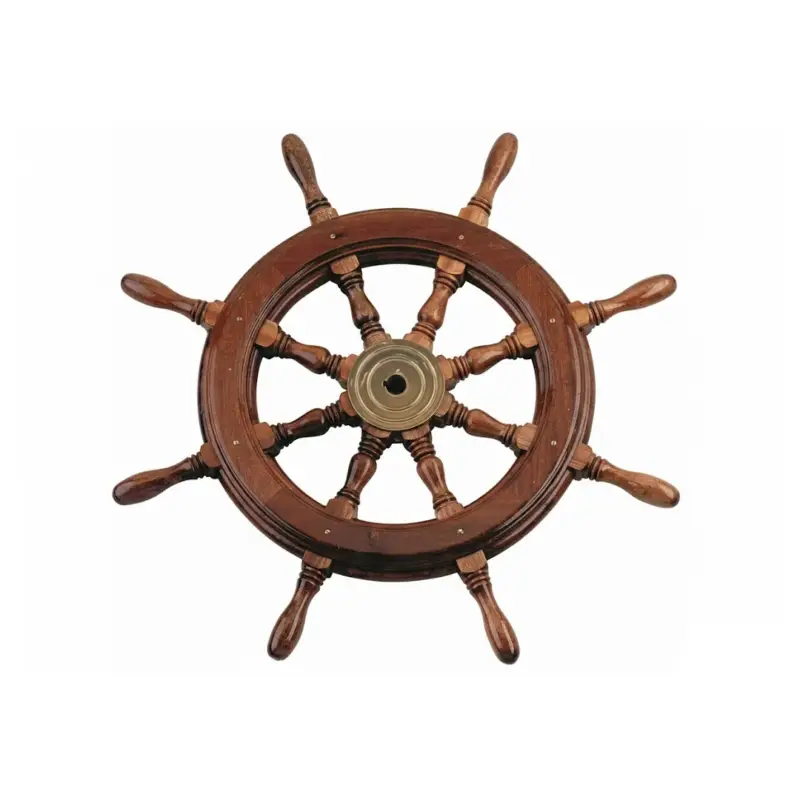 Ruota Timone Classica in Mogano e Ottone Lucido – Mozzo Conico Standard Soddisfatti O Rimborsati
