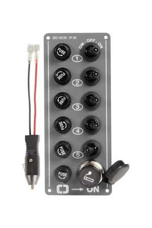 Pannello Elettrico Verticale 5 Interruttori + Presa 12V – Alluminio IP56 Saldi