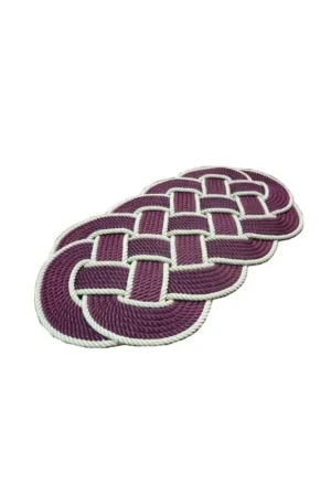 Compra Online Tappeto ovale in corda ritorta 600x330mm Color Bordeaux e Bianco FNI0808987