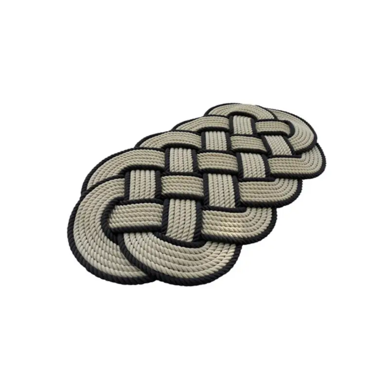 Tappeto ovale in corda ritorta 600x330mm Color Canapa e Nero FNI0808989 Prezzo Di Fabbrica