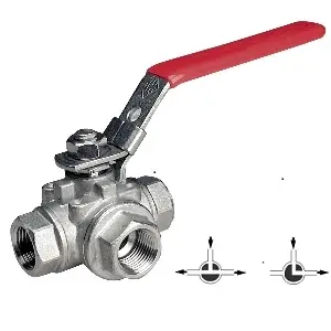 Economico Valvola a sfera a tre vie ottone nichelato 1/4'