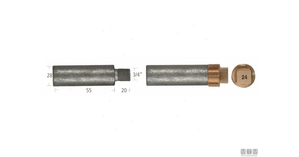 ANODO BARROTTO CATERPILLAR 28X55MM IN ZINCO Saldi