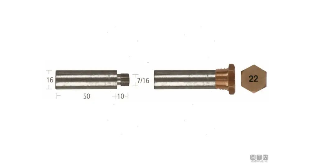 Offerta Speciale ANODO BARROTTO+TAPPO CUMMINS 16X50MM IN ZINCO