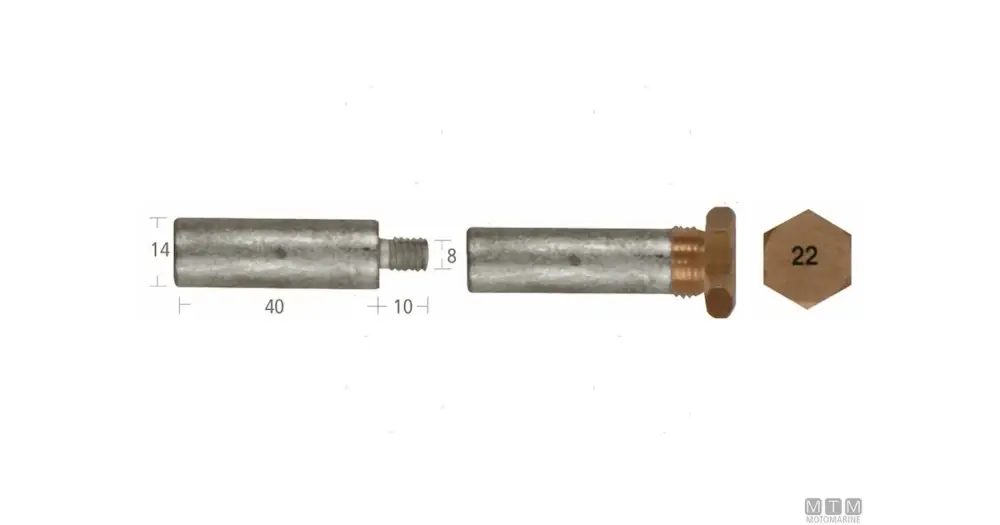 Ultima Occasione ANODO BARROTTO+TAPPO VM 14X40MM IN ZINCO