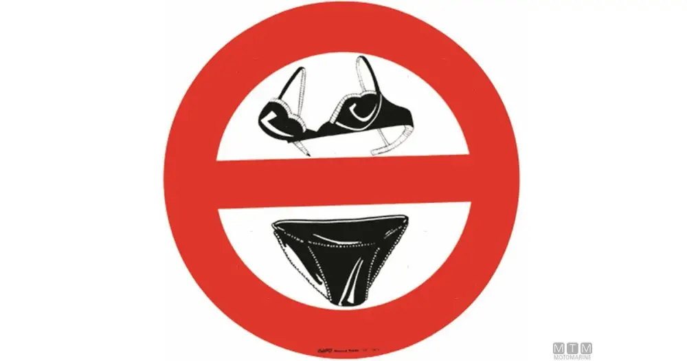 TABELLA ADESIVA DIVIETO BIKINI 150MM Ultime Pezzi