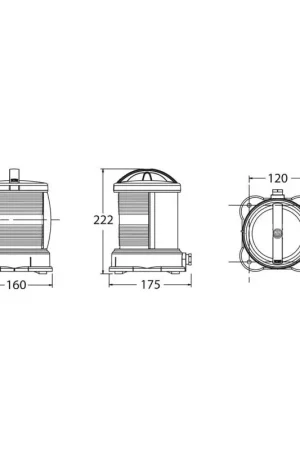 Fanale DHR Rosso 360° Nautico Omologato in Policarbonato Nero e Acciaio Inox con Lampadina a Filamento Verticale per Barche Pagamento Sicuro