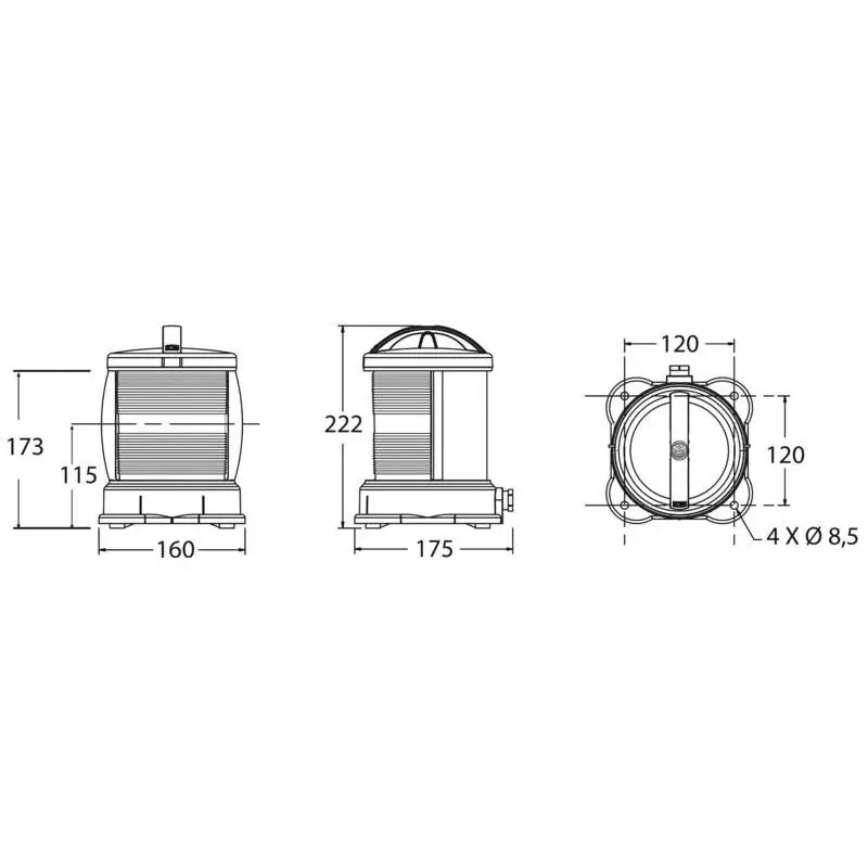 Fanale DHR Rosso 360° Nautico Omologato in Policarbonato Nero e Acciaio Inox con Lampadina a Filamento Verticale per Barche Pagamento Sicuro