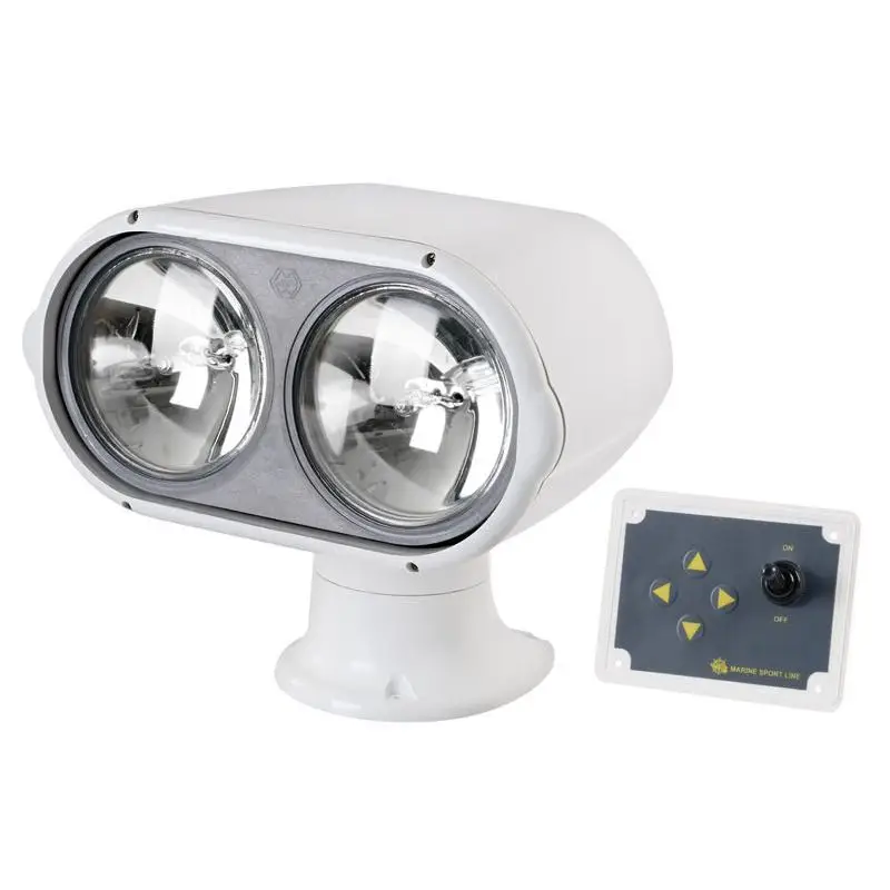 Popolare Faro Night Eye 2 bulbi 12 V - Faro Nautico a LED con Lampadine Alogene Sealed Beam Ø 127 mm, Rotazione 380°, Carcassa Resistente UV e Cavo Precablaggio di 4 m