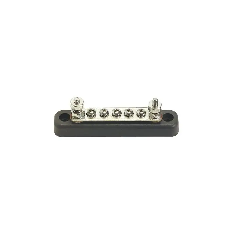 Più Venduto Bus Bar Porta Terminali 2 x 5 mm con Base in Plastica Isolante e Barra in Rame Nichelato per Nautica - Compatibile con Sistemi 12/48 Volt