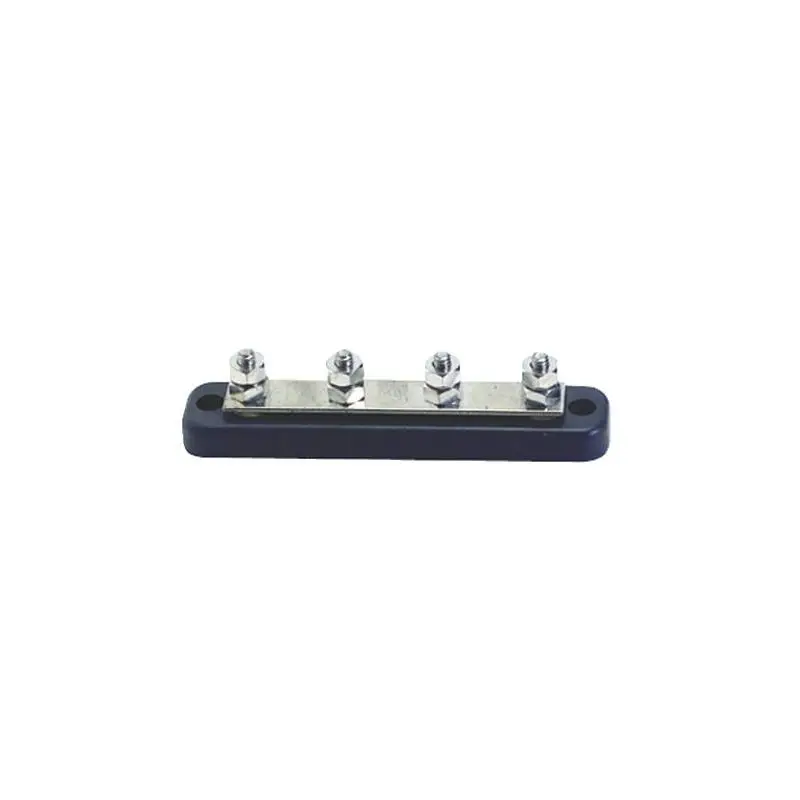 Bus Bar Porta Terminali 4 x 6 mm con Base Plastica Isolante e Barra di Rame Nichelato - Viti e Dadi in Acciaio Inox per Sistemi Elettrici Nautici 12/48 Volt Consegna Rapida