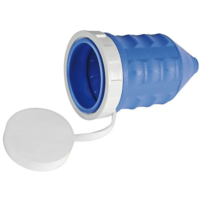 Reso Gratuito Cappuccio per Spina 50 A 220 V in Acciaio Inox e PVC Morbido Blu Elettrico con Contatti in Ottone Argentato e Nichelato per Nautica e Vela - Perfetto per collegamenti sicuri e resistenti in ambiente marino