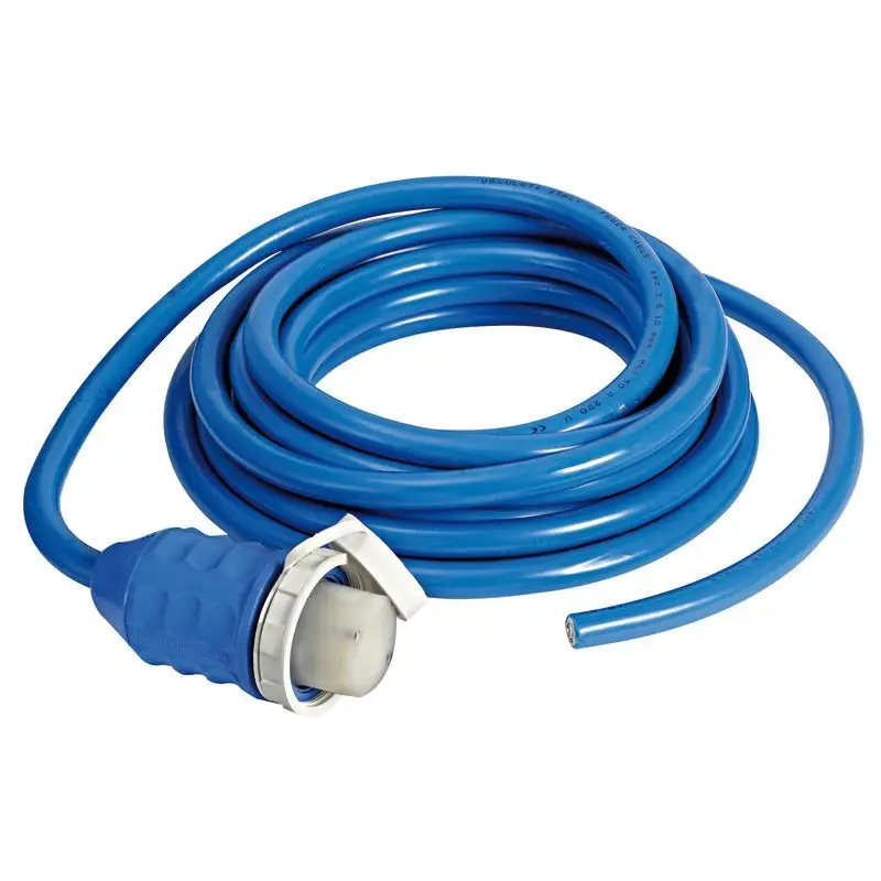 Offerta Speciale Spina e Cavo Blu 10 m 50 A Completo di Cappuccio e Tappo Protettivo - Accessori Nautici