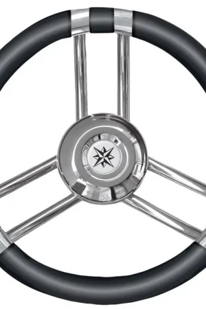 A Buon Prezzo Volante C inox/nero 350 mm con cono universale Ultraflex/Morse/Teleflex per barche e nautica - Osculati
