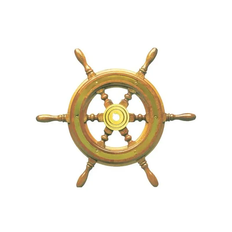 Ruota Timone Professionale cm 42 Genovese a 6/8 Raggi con Fasce in Ottone e Mozzo Centrale Fuso - Robustezza e Versatilità per Impianti Universali A Buon Prezzo