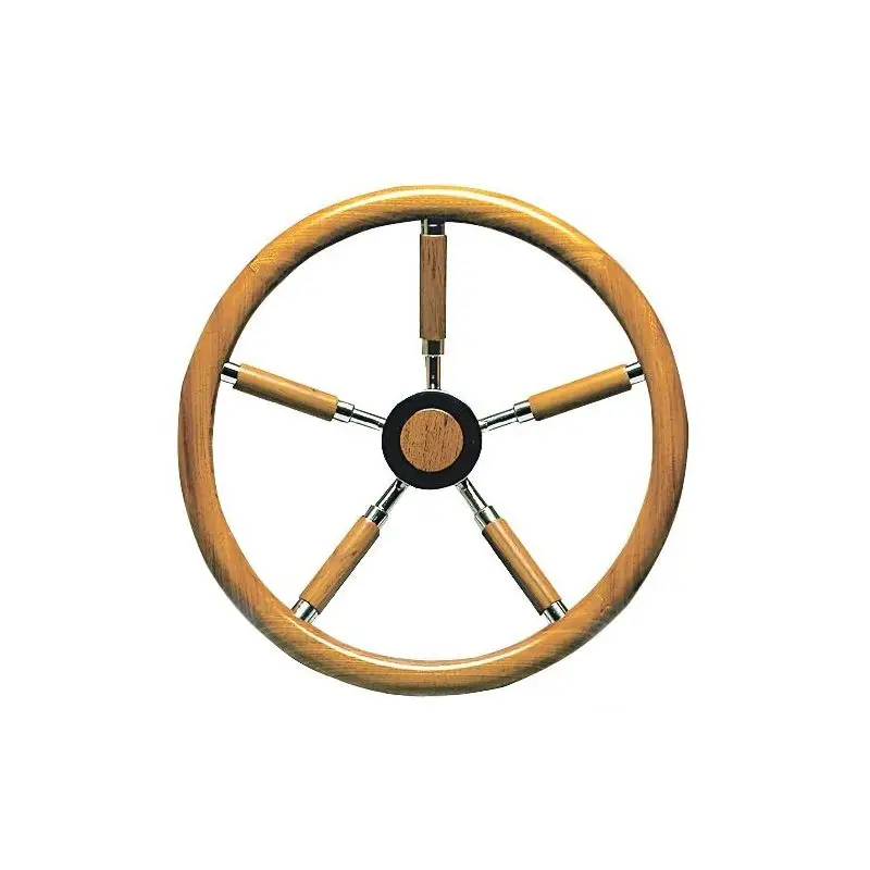 Timone in Acciaio Inox e Legno 500 mm con Razze e Mozzo in Acciaio Inox, Cono Centrale Ultraflex, Morse - Nautica e Vela A Buon Prezzo