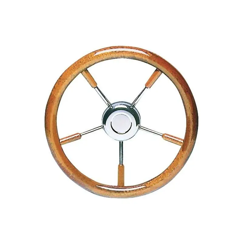 Volante Inox e Mogano da 350 mm con Razze Inclinazione 16° - Design Elegante e Resistente per Barche Nautiche Economico