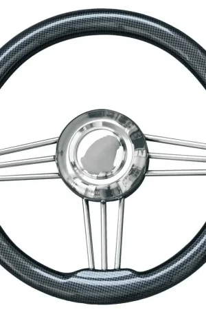 Volante in Inox e Carbonio Ø 350 mm con Mozzo Centrale Regolabile per Nautica Novità