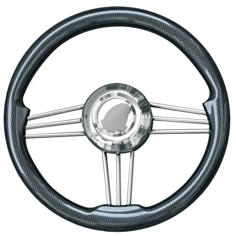 Volante in Inox e Carbonio Ø 350 mm con Mozzo Centrale Regolabile per Nautica Novità