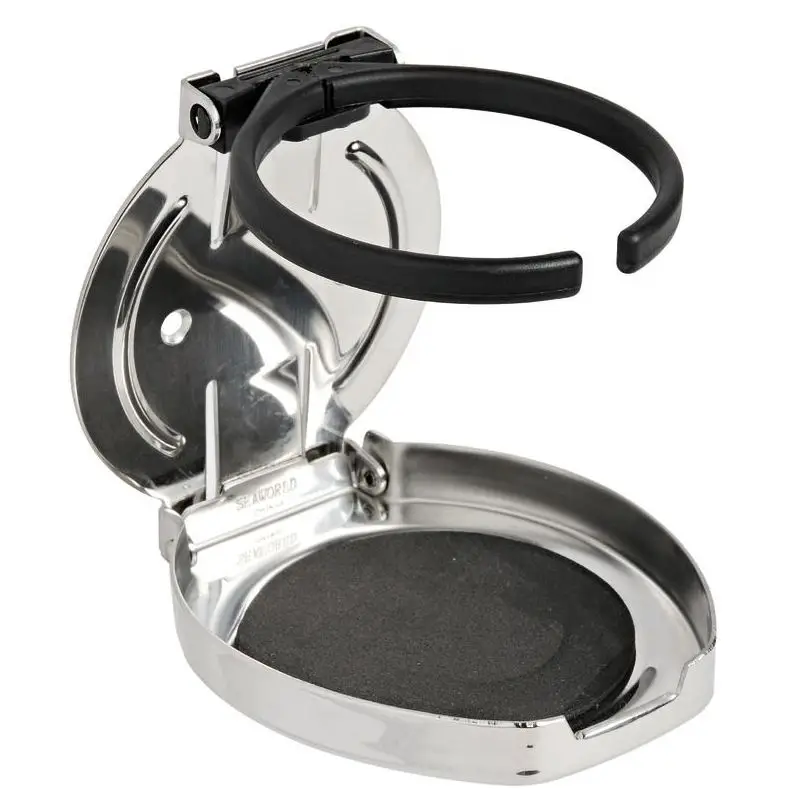 Direttamente Dal Produttore Portabicchieri/Lattine Pieghevole in Acciaio Inox Lucido con Fissaggio a Parete e Struttura Regolabile in Nylon per Nautica