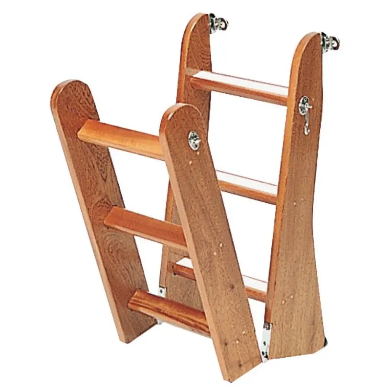Scaletta in legno con 6 gradini antiscivolo e ferramenta in ottone cromato per barche a vela e a motore Bestseller