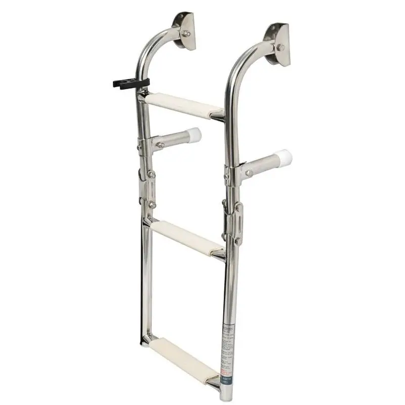 Scaletta Inox 3 Gradini Osculati - Scaletta in acciaio inox lucidato a specchio per poppa con gradini ovalizzati e pedana antiscivolo Soddisfatti O Rimborsati