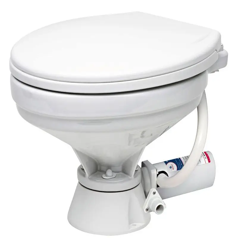 WC Elettrico 24 V con Tazza Grande - Pompa Autoadescante in Bronzo, Motore a Magneti Permanenti e Maceratore Incorporato, Pannello di Controllo e Raccordo Lavaggio Spray Nozzle per Pulizia Efficiente. Miglior Prezzo
