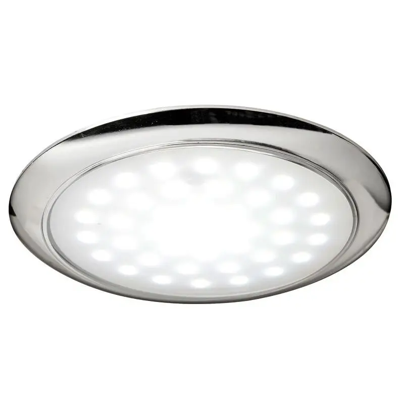 Luce LED ultrapiatta 12/24 V 3 W con interruttore touch e due livelli di luminosità per imbarcazioni - Corpo in ABS e lente in vetro satinato, senza incasso Spedizione Espresso
