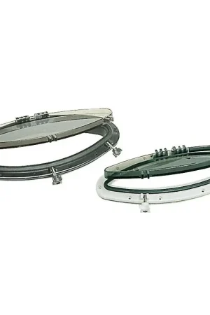 Oblò ellittico Bomar bianco 146 x 415 mm con retina antizanzare e cristallo in policarbonato ad alta resistenza, viteria in acciaio inox Scelto Dai Clienti