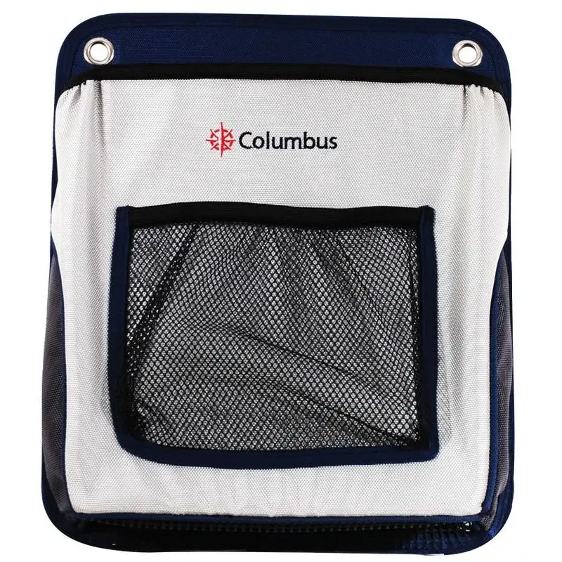 Nuova Collezione Tasca Columbus portacime/portaoggetti in cordura 1680 con fondo a rete e taschino frontale, fissaggio sicuro con ventose o occhielli inox per una facile organizzazione a bordo.