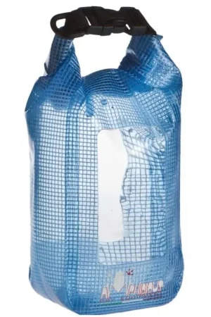 Professionale Sacca Stagna Amphibious Azzurra in PVC con Doppie Finestre Trasparenti per Piccoli Oggetti