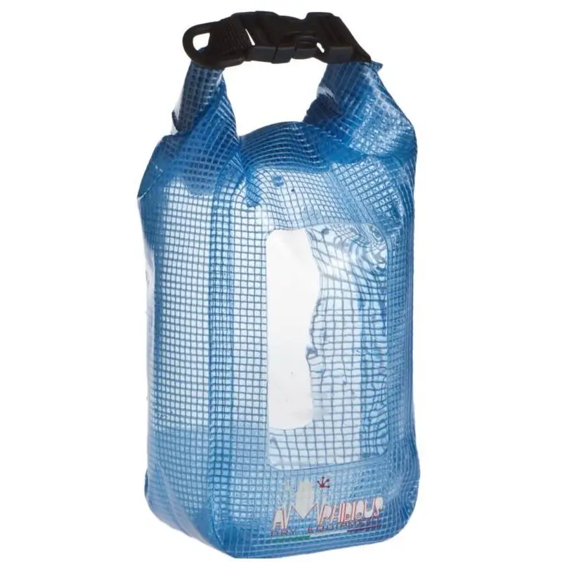 Professionale Sacca Stagna Amphibious Azzurra in PVC con Doppie Finestre Trasparenti per Piccoli Oggetti