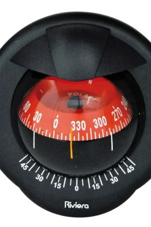 Prezzo Ridotto Bussola Riviera Pegasus 4 Nera/Rossa con Cardano Interno, Inclinometro e Illuminazione 12/24 V