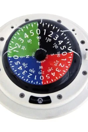 Bussola Tattica Riviera 3 Bianca con Rosa Piana a 4 Colori e Divisione di 5°, Cardano Interno per Uso Nautico Super Prezzo
