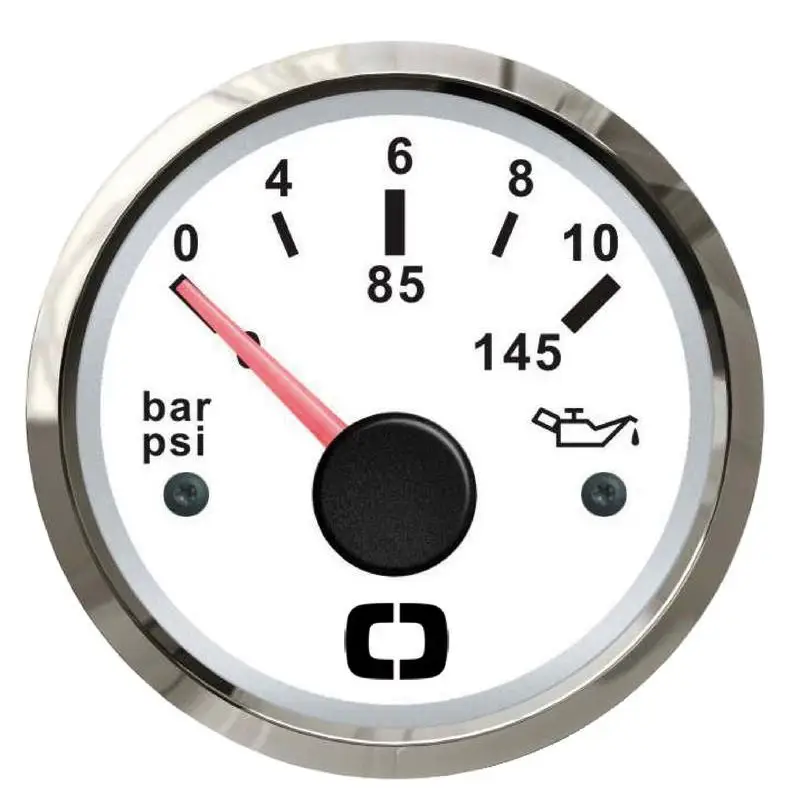 Ordina Subito Indicatore di Pressione Olio 0-10 Bar Bianco Lucido con Retroilluminazione Rossa e Gialla per Nautica e Barche - Osculati