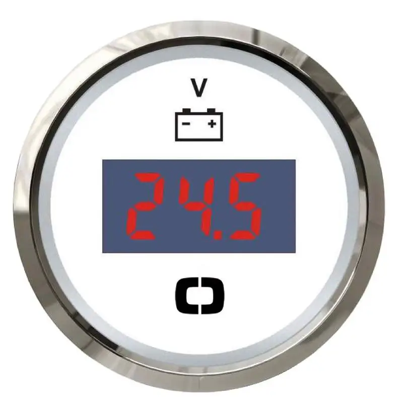 Promozione Voltmetro Digitale 8/32 V Bianco Lucido con Quadrante Retroilluminato Rosso e Giallo per Nautica