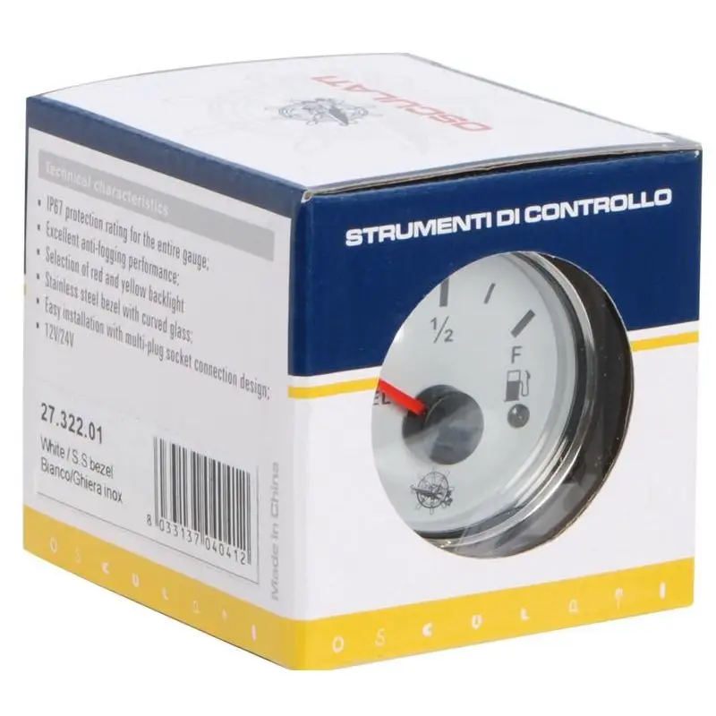 Contagiri Osculati 0-4000 RPM Nero con Retroilluminazione Rossa e Gialla per Nautica - Strumento di Misura Precisione per Barche Nuova Collezione