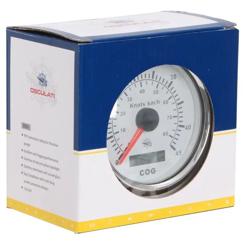 Offerta Del Giorno Spidometro Pitot con Quadrante Retroilluminato Nero/Lucido - 0-65 MPH - Osculati