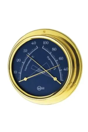 Ultima Occasione Igrometro e termometro Barigo Regatta blu con carcassa in ottone di alta qualità per una nautica di precisione.