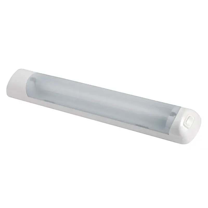 Plafoniera Lineare a 18 LED con Interruttore ON-OFF - Carcassa Bianca e Diffusore Satinato per Barche e Nautica Promo Stagionale