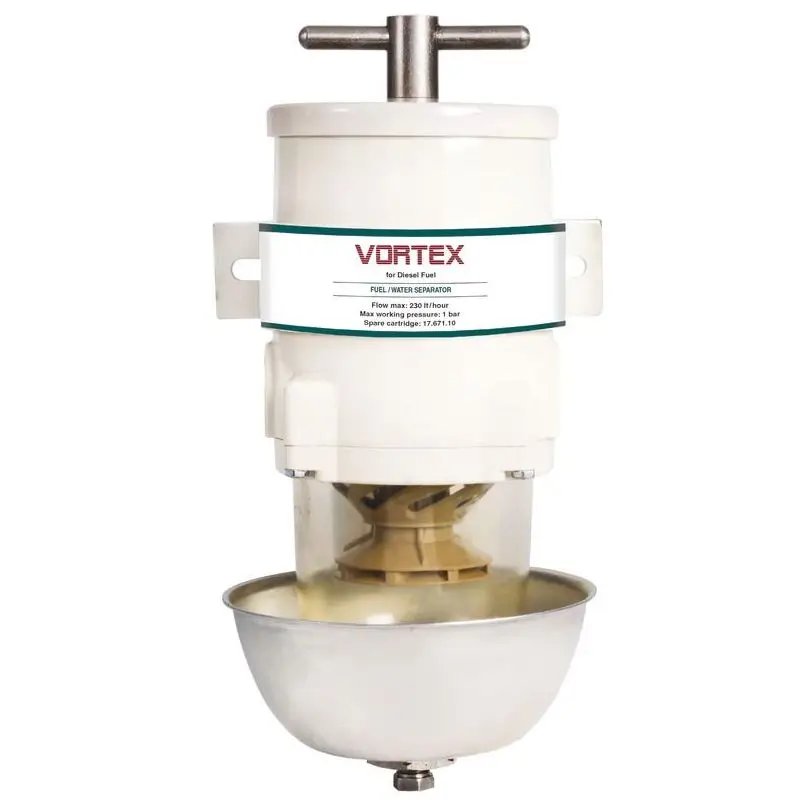 Economico Filtro Gasolio Gertech Vortex - Separatori Acqua-Gasolio in Alluminio con Vaschetta Antifiamma, Conforme ISO 10088 per Barche e Nautica
