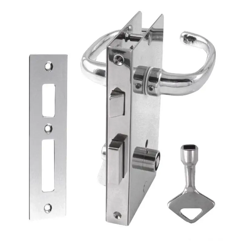 Serratura destra in ottone cromato senza maniglia per porte di spessore 15 mm - Osculati Prezzo Di Fabbrica