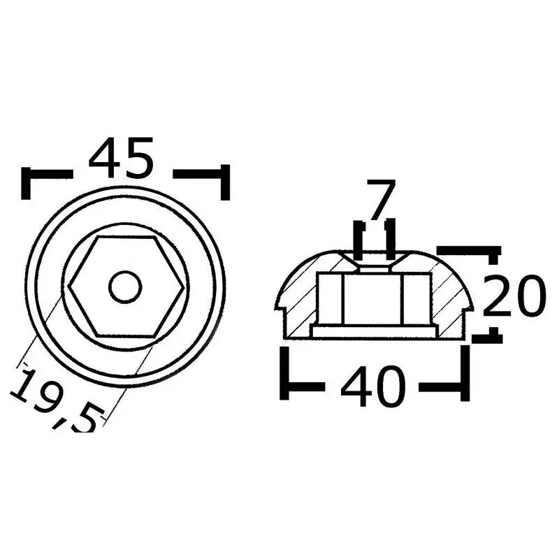 Esclusivo Anodo in lega di alluminio Tecnoseal 71190A - Ricambio originale per imbarcazioni, Anodo ric. all. rif.orig. 71190A