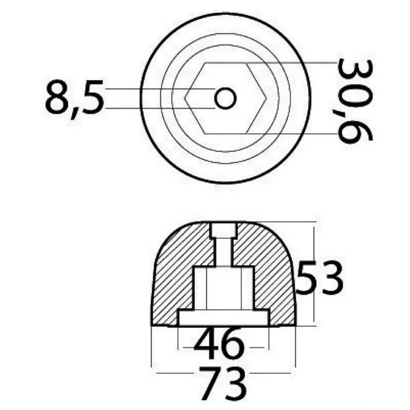 Anodo di Ricambio in Alluminio Rif. Orig. 501180 Tecnoseal per Barche e Vele Nautiche Ultimissimo Modello