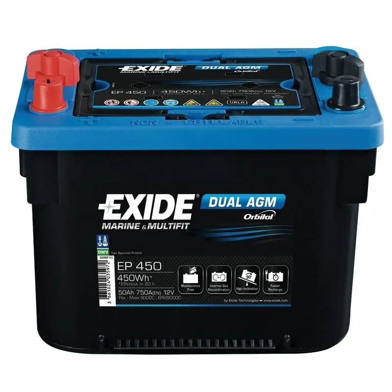 Batteria EXIDE Maxxima AGM 50Ah - Potenza Avviamento Superiore, Zero Manutenzione, Resistente alle Vibrazioni e agli Estremi Termici per Barche e Nautica - Garanzia 24 Mesi Subito Disponibile