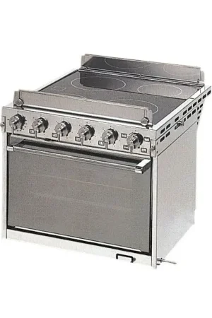 Prezzo Di Fabbrica Cucina Elettrica con Forno Techimpex - Mobile in Acciaio Inox Lucidato a Specchio con Piano in Vetroceramica e Forno con Grill e Leccarda di Grandi Dimensioni per Barche Nautiche