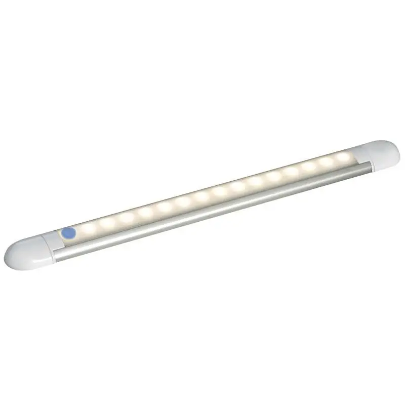 Promozione Plafoniera Lineare LED Bianca 12V con 14 LED SMD-HD, Interruttori Tondi e Lente Opalina per Barche e Nautica