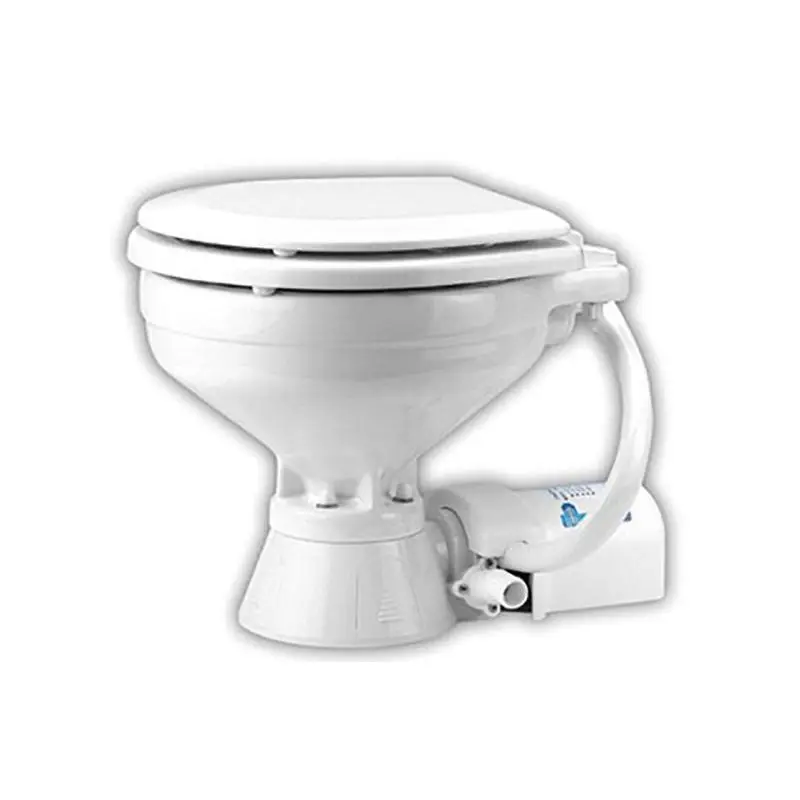 Toilet Compact 24V Jabsco - Vaso Ceramico Bianco con Tavoletta in Legno, Interruttore Incluso, Pompa Autoadescante fino a 1,2 m, Montaggio Sottoglia di Galleggiamento fino a 90 cm. Pagamento Sicuro